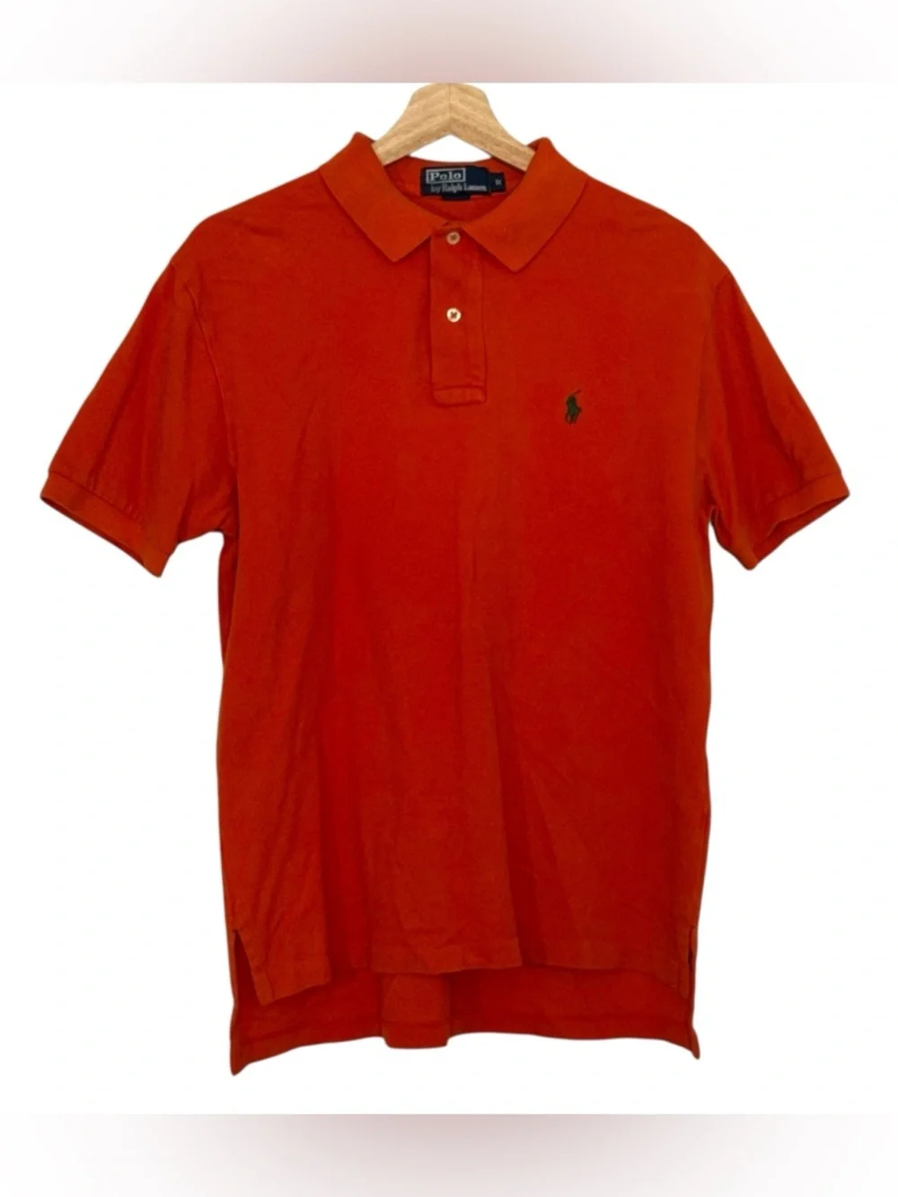 Polo Ralph Lauren Orange Polo Shirt Men’s Size Medium Green Pony Preppy Classic